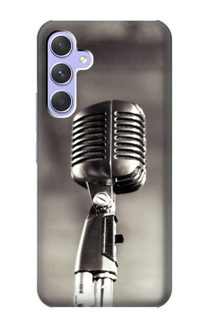 W3495 Vintage Microphone Hülle Schutzhülle Taschen und Leder Flip für Samsung Galaxy A54 5G