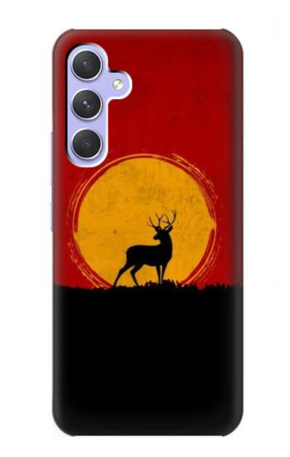 W3513 Deer Sunset Hülle Schutzhülle Taschen und Leder Flip für Samsung Galaxy A54 5G