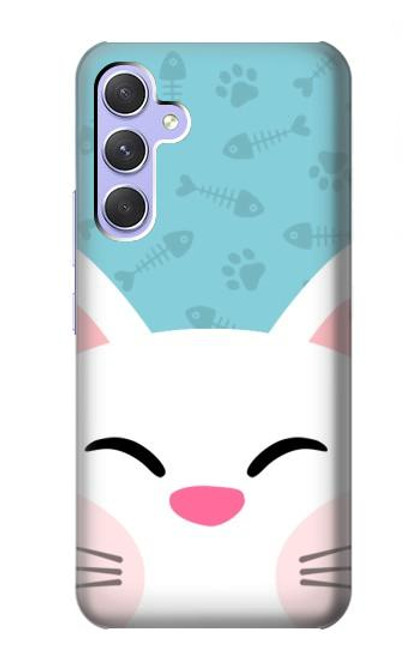 W3542 Cute Cat Cartoon Hülle Schutzhülle Taschen und Leder Flip für Samsung Galaxy A54 5G