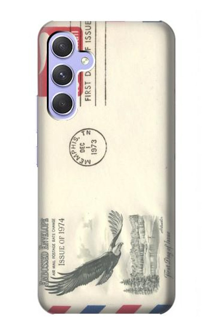 W3551 Vintage Airmail Envelope Art Hülle Schutzhülle Taschen und Leder Flip für Samsung Galaxy A54 5G