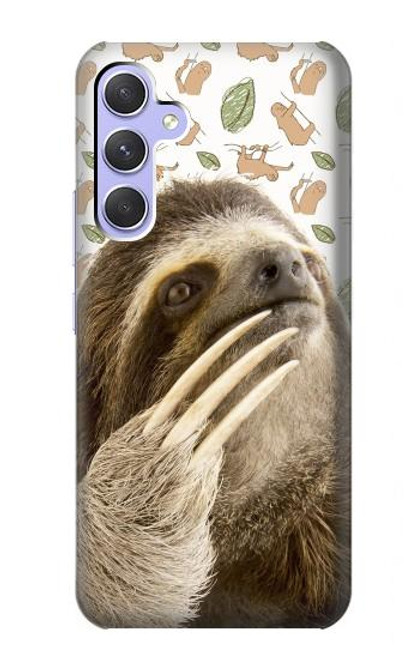 W3559 Sloth Pattern Hülle Schutzhülle Taschen und Leder Flip für Samsung Galaxy A54 5G