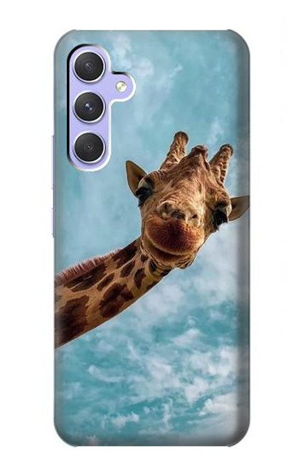 W3680 Cute Smile Giraffe Hülle Schutzhülle Taschen und Leder Flip für Samsung Galaxy A54 5G