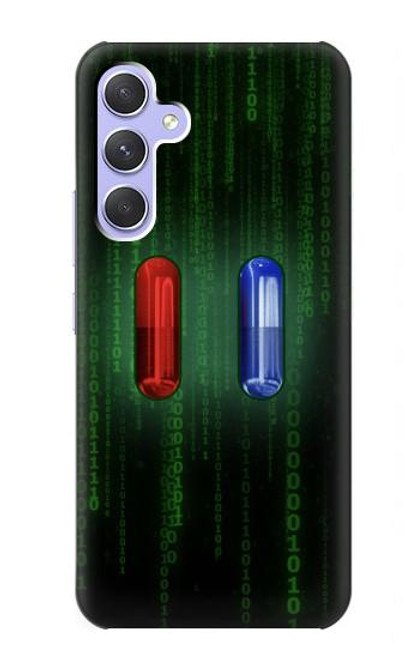 W3816 Red Pill Blue Pill Capsule Hülle Schutzhülle Taschen und Leder Flip für Samsung Galaxy A54 5G