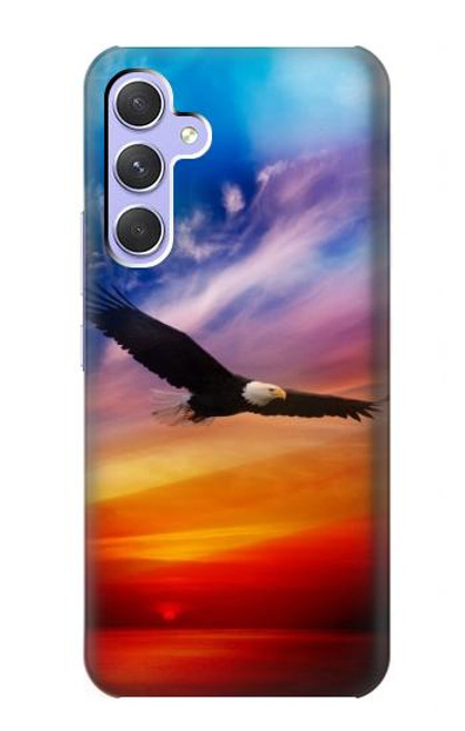 W3841 Bald Eagle Flying Colorful Sky Hülle Schutzhülle Taschen und Leder Flip für Samsung Galaxy A54 5G