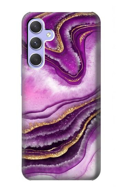 W3896 Purple Marble Gold Streaks Hülle Schutzhülle Taschen und Leder Flip für Samsung Galaxy A54 5G