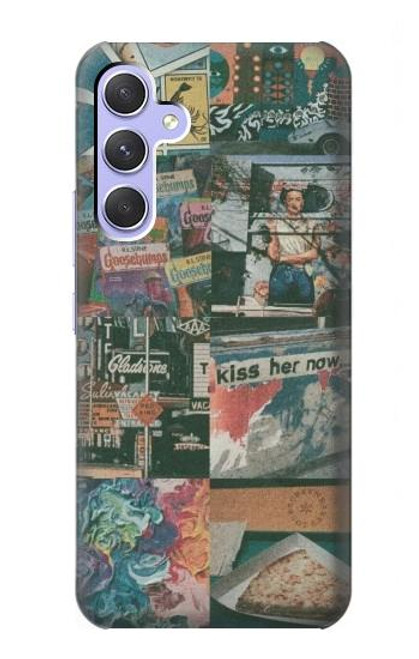 W3909 Vintage Poster Hülle Schutzhülle Taschen und Leder Flip für Samsung Galaxy A54 5G