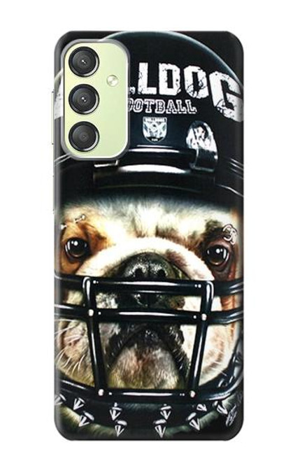W0098 Bulldog American Football Hülle Schutzhülle Taschen und Leder Flip für Samsung Galaxy A24 4G