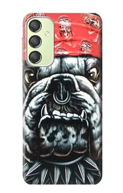 W0100 Bulldog American Football Hülle Schutzhülle Taschen und Leder Flip für Samsung Galaxy A24 4G