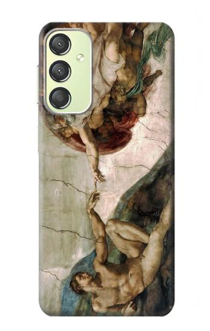 W0179 Michelangelo Creation of Adam Hülle Schutzhülle Taschen und Leder Flip für Samsung Galaxy A24 4G