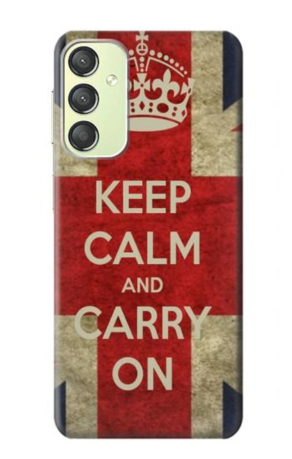 W0674 Keep Calm and Carry On Hülle Schutzhülle Taschen und Leder Flip für Samsung Galaxy A24 4G