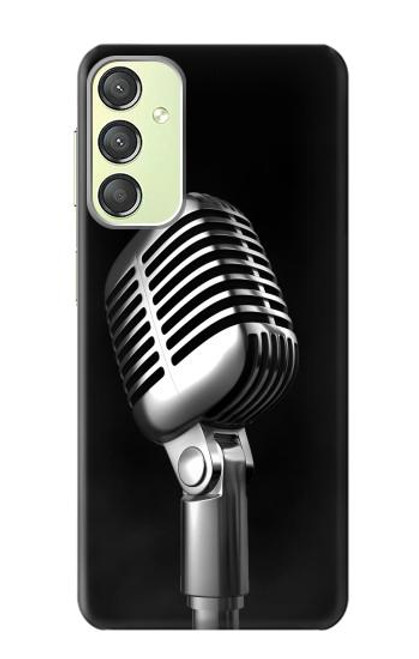 W1672 Retro Microphone Jazz Music Hülle Schutzhülle Taschen und Leder Flip für Samsung Galaxy A24 4G