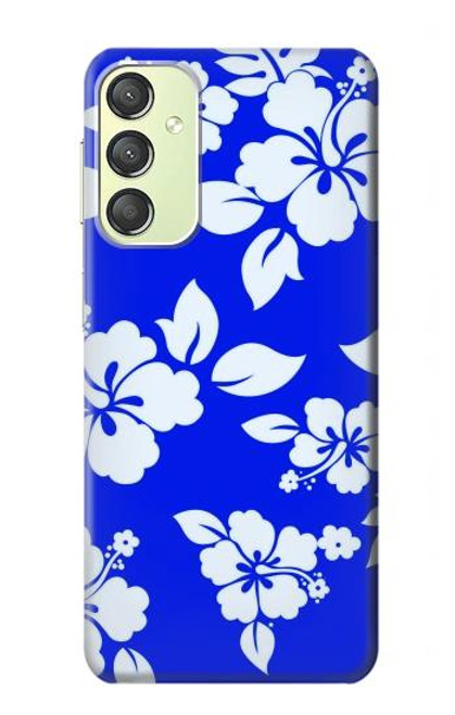 W2244 Hawaiian Hibiscus Blue Pattern Hülle Schutzhülle Taschen und Leder Flip für Samsung Galaxy A24 4G