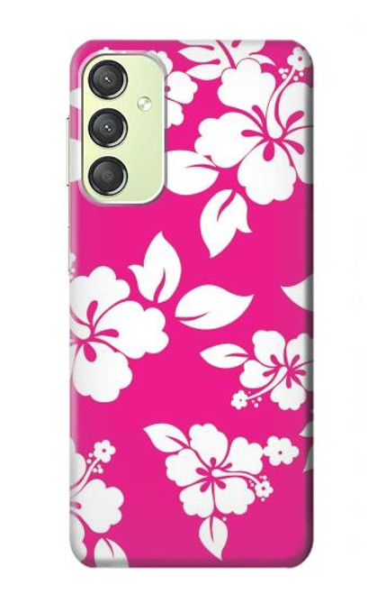 W2246 Hawaiian Hibiscus Pink Pattern Hülle Schutzhülle Taschen und Leder Flip für Samsung Galaxy A24 4G