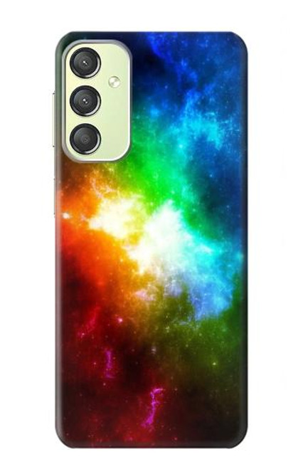 W2312 Colorful Rainbow Space Galaxy Hülle Schutzhülle Taschen und Leder Flip für Samsung Galaxy A24 4G