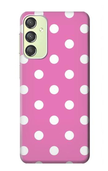 W2358 Pink Polka Dots Hülle Schutzhülle Taschen und Leder Flip für Samsung Galaxy A24 4G