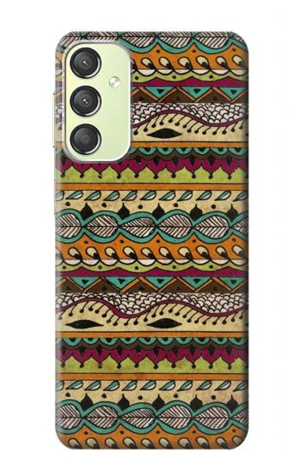 W2860 Aztec Boho Hippie Pattern Hülle Schutzhülle Taschen und Leder Flip für Samsung Galaxy A24 4G