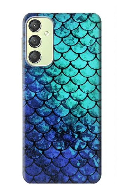 W3047 Green Mermaid Fish Scale Hülle Schutzhülle Taschen und Leder Flip für Samsung Galaxy A24 4G