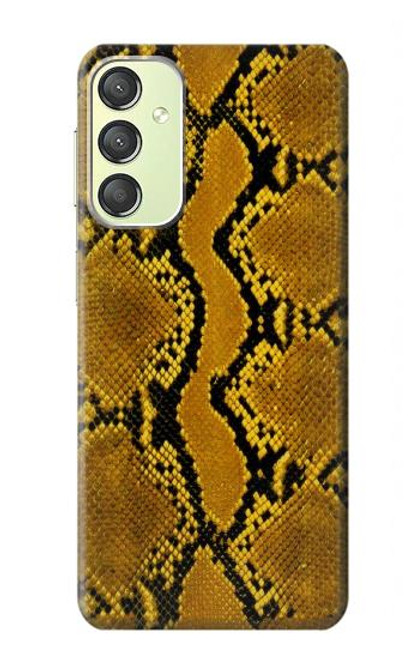 W3365 Yellow Python Skin Graphic Print Hülle Schutzhülle Taschen und Leder Flip für Samsung Galaxy A24 4G