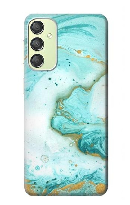 W3399 Green Marble Graphic Print Hülle Schutzhülle Taschen und Leder Flip für Samsung Galaxy A24 4G