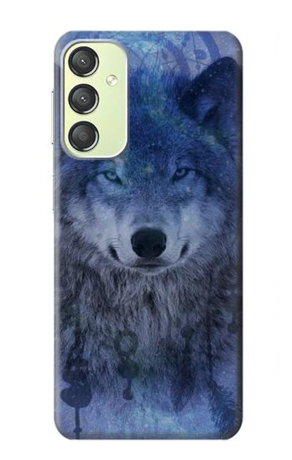 W3410 Wolf Dream Catcher Hülle Schutzhülle Taschen und Leder Flip für Samsung Galaxy A24 4G