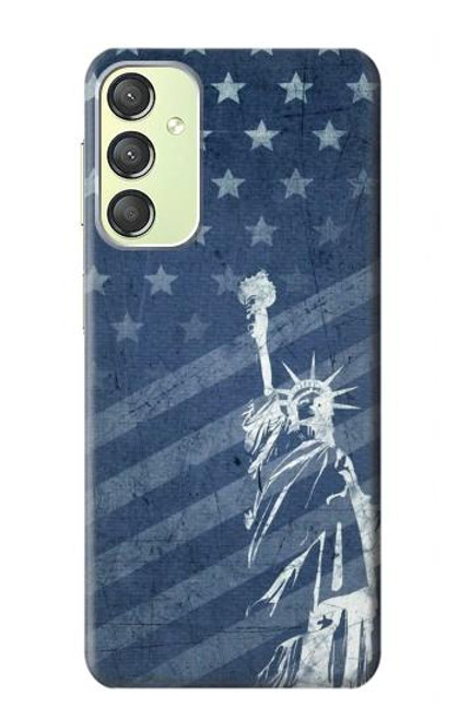 W3450 US Flag Liberty Statue Hülle Schutzhülle Taschen und Leder Flip für Samsung Galaxy A24 4G