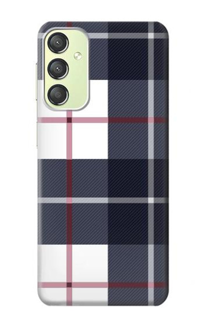W3452 Plaid Fabric Pattern Hülle Schutzhülle Taschen und Leder Flip für Samsung Galaxy A24 4G