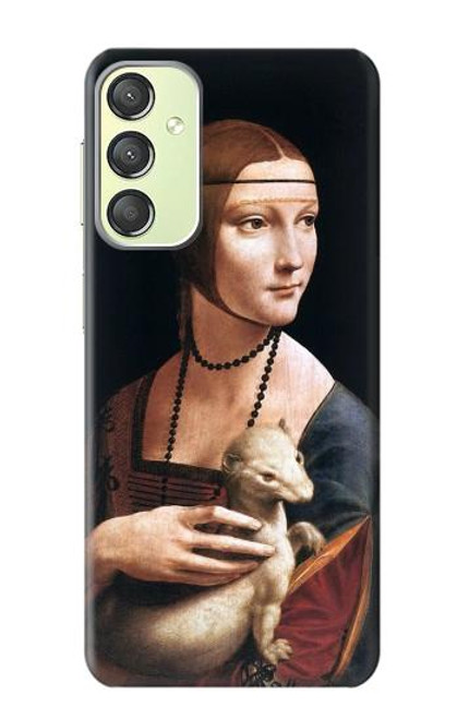 W3471 Lady Ermine Leonardo da Vinci Hülle Schutzhülle Taschen und Leder Flip für Samsung Galaxy A24 4G
