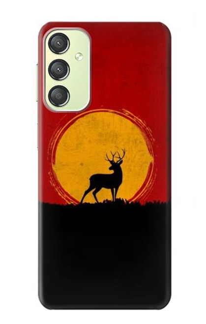 W3513 Deer Sunset Hülle Schutzhülle Taschen und Leder Flip für Samsung Galaxy A24 4G
