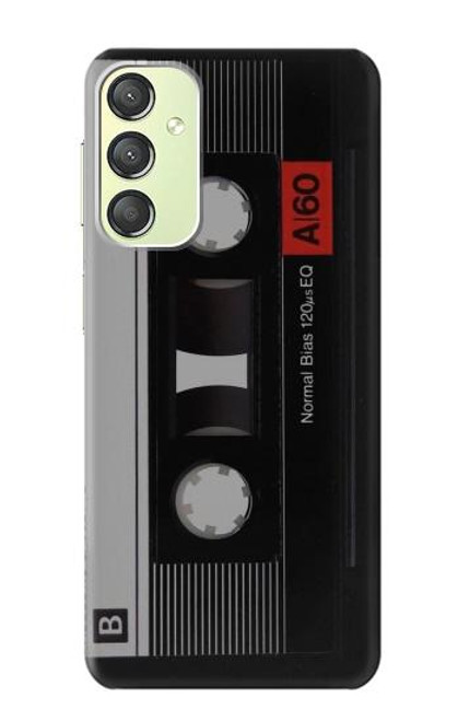 W3516 Vintage Cassette Tape Hülle Schutzhülle Taschen und Leder Flip für Samsung Galaxy A24 4G