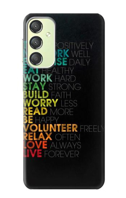 W3523 Think Positive Words Quotes Hülle Schutzhülle Taschen und Leder Flip für Samsung Galaxy A24 4G