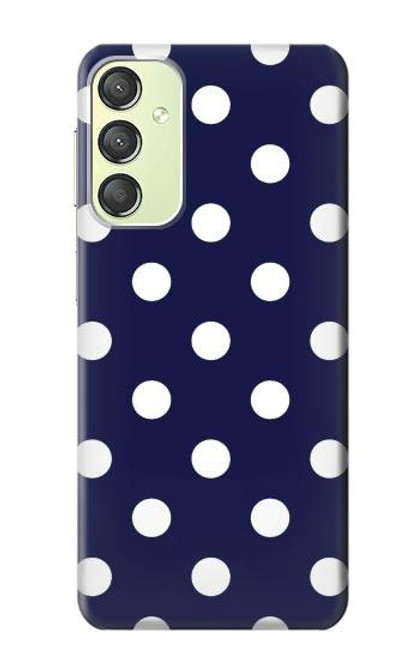 W3533 Blue Polka Dot Hülle Schutzhülle Taschen und Leder Flip für Samsung Galaxy A24 4G