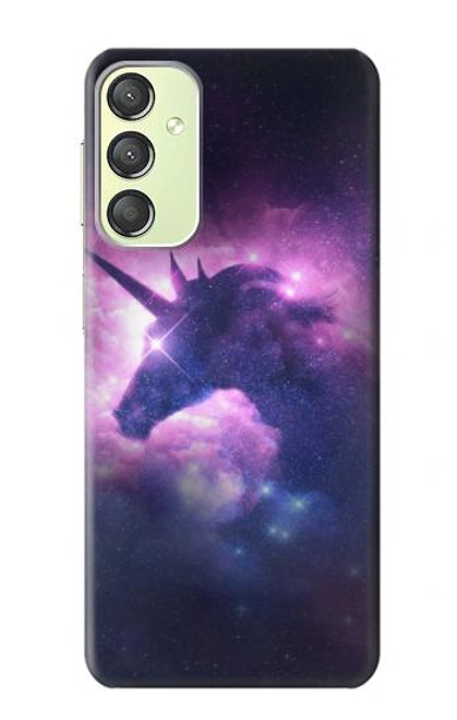 W3538 Unicorn Galaxy Hülle Schutzhülle Taschen und Leder Flip für Samsung Galaxy A24 4G