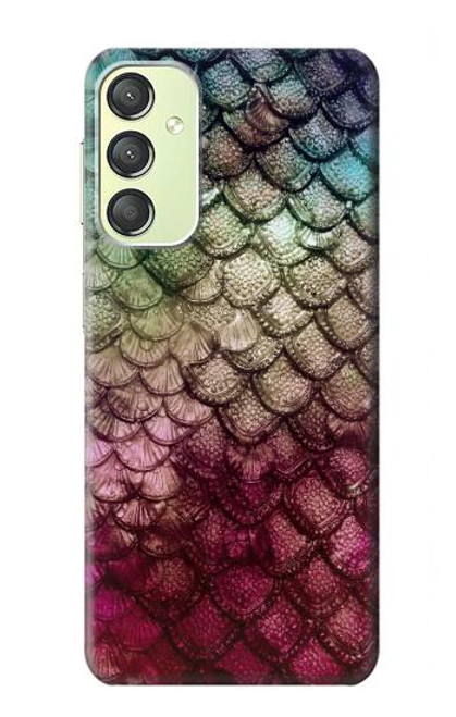W3539 Mermaid Fish Scale Hülle Schutzhülle Taschen und Leder Flip für Samsung Galaxy A24 4G