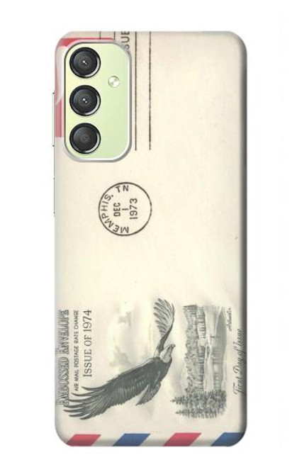 W3551 Vintage Airmail Envelope Art Hülle Schutzhülle Taschen und Leder Flip für Samsung Galaxy A24 4G