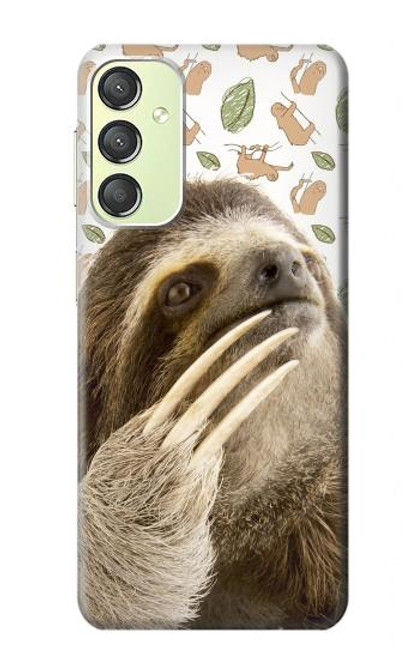 W3559 Sloth Pattern Hülle Schutzhülle Taschen und Leder Flip für Samsung Galaxy A24 4G