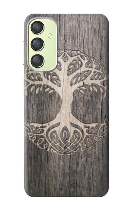 W3591 Viking Tree of Life Symbol Hülle Schutzhülle Taschen und Leder Flip für Samsung Galaxy A24 4G