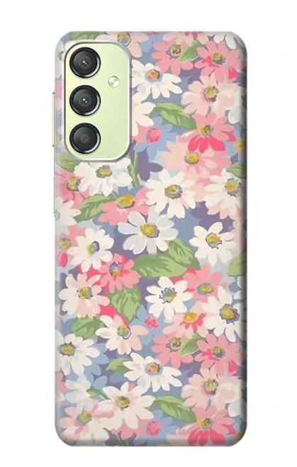 W3688 Floral Flower Art Pattern Hülle Schutzhülle Taschen und Leder Flip für Samsung Galaxy A24 4G