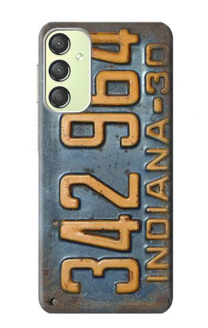 W3750 Vintage Vehicle Registration Plate Hülle Schutzhülle Taschen und Leder Flip für Samsung Galaxy A24 4G