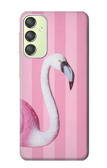 W3805 Flamingo Pink Pastel Hülle Schutzhülle Taschen und Leder Flip für Samsung Galaxy A24 4G