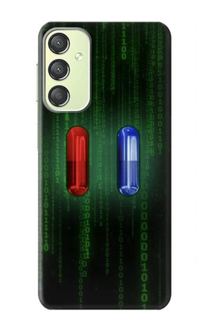 W3816 Red Pill Blue Pill Capsule Hülle Schutzhülle Taschen und Leder Flip für Samsung Galaxy A24 4G