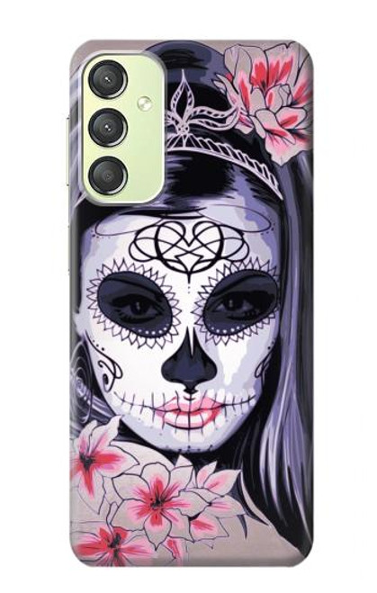 W3821 Sugar Skull Steam Punk Girl Gothic Hülle Schutzhülle Taschen und Leder Flip für Samsung Galaxy A24 4G