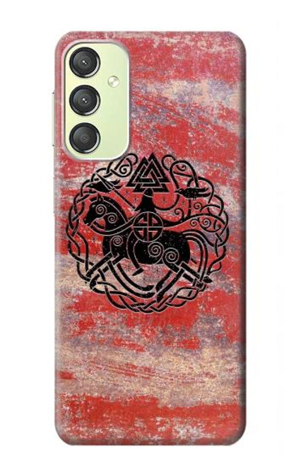 W3831 Viking Norse Ancient Symbol Hülle Schutzhülle Taschen und Leder Flip für Samsung Galaxy A24 4G