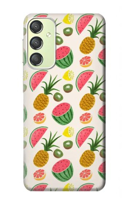 W3883 Fruit Pattern Hülle Schutzhülle Taschen und Leder Flip für Samsung Galaxy A24 4G