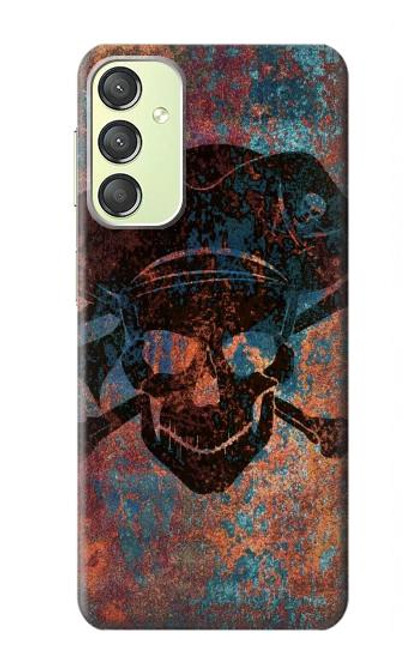 W3895 Pirate Skull Metal Hülle Schutzhülle Taschen und Leder Flip für Samsung Galaxy A24 4G