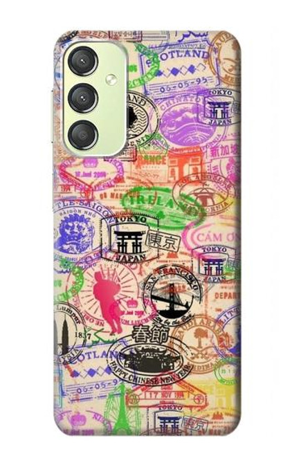 W3904 Travel Stamps Hülle Schutzhülle Taschen und Leder Flip für Samsung Galaxy A24 4G