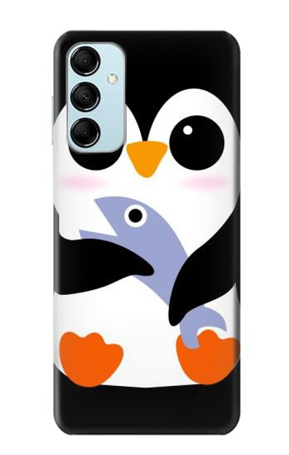W2631 Cute Baby Penguin Hülle Schutzhülle Taschen und Leder Flip für Samsung Galaxy M14