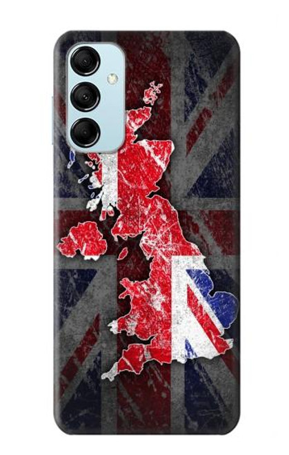 W2936 UK British Flag Map Hülle Schutzhülle Taschen und Leder Flip für Samsung Galaxy M14