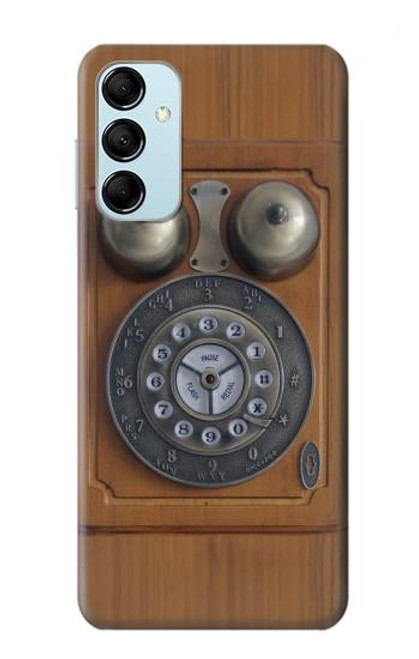 W3146 Antique Wall Retro Dial Phone Hülle Schutzhülle Taschen und Leder Flip für Samsung Galaxy M14