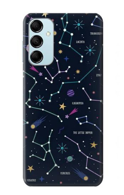 W3220 Star Map Zodiac Constellations Hülle Schutzhülle Taschen und Leder Flip für Samsung Galaxy M14