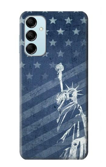 W3450 US Flag Liberty Statue Hülle Schutzhülle Taschen und Leder Flip für Samsung Galaxy M14